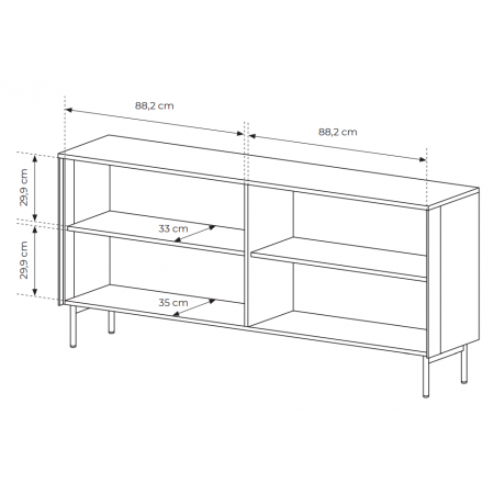 Komoda 180 cm kaszmir + LED 4-drzwiowa przeszklona LIMA